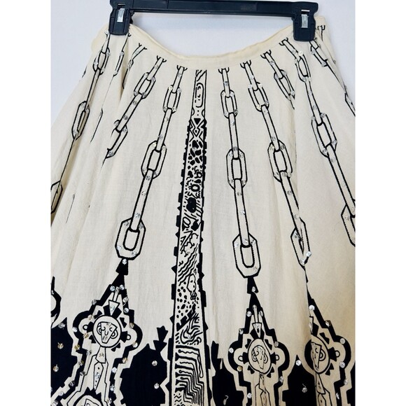 Cotton express Skirt Large Black And White Boho Gypsy Prairie Peasant Skirt - Picture 4 of 8